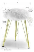 Zuesse Dizayn Sude Puf Yumuşak Oturumlu Gümüş Ayak Ayaklı Koltuk Sandalye Dekoratif Bench - Beyaz thumbnail 6