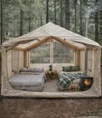 Yek Outdoor 210D Oxford 6-8 Kişilik 4 Mevsim Soba Çıkışlı Şişme Kamp Çadırı – Pompalı, 300x250x220 cm thumbnail 1