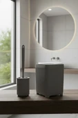 Lines Serisi Gri Banyo Seti, 2 Parça Akrilik 5 Litre Çöp Kovası 3078 thumbnail 4