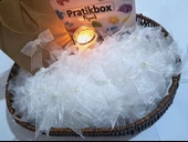 Pratikbox Orta boy Fiyonk 2cm Tül/ Beyaz Gül yarım inci /50 adet thumbnail 1