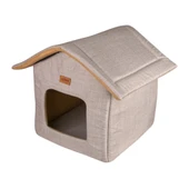 Lepus Shack House Kedi Köpek Yuvalı Yatak Ekose Krem 35x35x40 Cm thumbnail 2