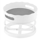 AMS NET® 360 Derece Dönebilen Mekanizmalı Yuvarlak Tepsi Formlu Sunum ve Servis Organizer Tablası thumbnail 10