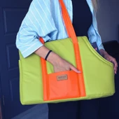 Lepus Sling Bag Kedi Köpek Omuz Taşıma Çantası Yeşil Turuncu 20X49X30 Cm thumbnail 3
