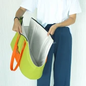 Lepus Sling Bag Kedi Köpek Omuz Taşıma Çantası Yeşil Turuncu 20X49X30 Cm thumbnail 2