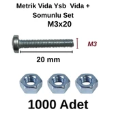 TUĞRA HIRDAVAT M3x20mm Metrik Vida Ysb - Somunlu 1000'li Takım thumbnail 3