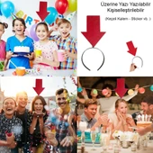 Kişiselleştirilebilir Ok Taç - Üzerine Yazı Yazılabilen Parti Tacı Kırmızı Renk thumbnail 1