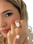 Doğal Sedef Taşlı Özel Üretim 925 Gümüş Yüzük thumbnail 1