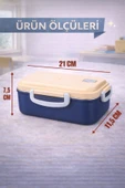 Lacivert Benmarili Paslanmaz Çelik Yemek Kabı 2 Bölmeli Beslenme Kabı Saklama Kabı Lunch Box thumbnail 5