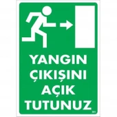 Yangın Çıkışını Açık Tutunuz Sağ Uyarı Levhası 25x35 KOD:891 thumbnail 1