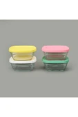 Paşabahçe Glass 4 You 4'lü Kapaklı Cam Saklama Kabı - Renkli - 310 ml thumbnail 1