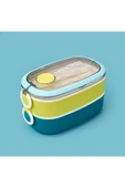 MATMEL Healty İki Katlı Çelik Yemek Kabı - Sarı / Mavi - 1,3 lt thumbnail 1
