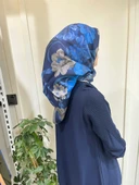 Belli Saf İpek Eşarp 4219D (T)-60 LACİVERT thumbnail 3