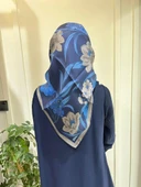 Belli Saf İpek Eşarp 4219D (T)-60 LACİVERT thumbnail 1