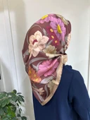 Belli Saf İpek Eşarp 4219D (T)-51 KIZIL KAHVE thumbnail 1