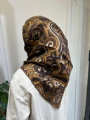 Belli Saf İpek Eşarp 4222D (T)-89 KAHVE thumbnail 3