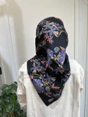 Belli Saf İpek Eşarp 4210D (T)-88 SİYAH thumbnail 1