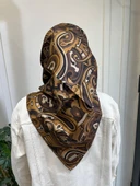 Belli Saf İpek Eşarp 4222D (T)-89 KAHVE thumbnail 2