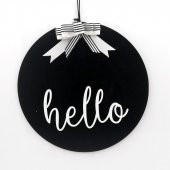 Lora Davet Ahşap Kapı süsü Hello (1 Adet) Siyah - 54217 - 1