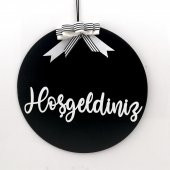Lora Davet Ahşap Kapı süsü Hoşgeldiniz (1 Adet) Siyah - 54223 - 1