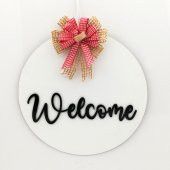 Lora Davet Ahşap Kapı süsü welcome (1 Adet) Beyaz - 54247 - 1