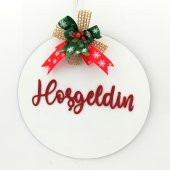 Lora Davet Ahşap Kapı Süsü Hoşgeldiniz (1 Adet) Beyaz - 54264 - 1