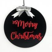 Lora Davet Ahşap Kapı Süsü Merry Christmas (1 Adet) Siyah - 54297 - 1