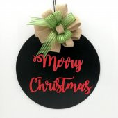 Lora Davet Ahşap Kapı Süsü Merry Christmas (1 Adet) Siyah - 54299 - 1