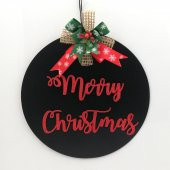 Lora Davet Ahşap Kapı Süsü Merry Christmas (1 Adet) Siyah - 54294 - 1