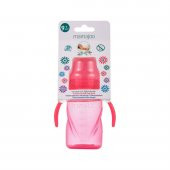 Mamajoo Kulplu Eğitici Bardak 270 ml & İnek Desenli Kaşık Çatal Seti / Pembe - 6