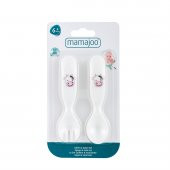 Mamajoo Kulplu Eğitici Bardak 270 ml & İnek Desenli Kaşık Çatal Seti / Pembe - 7