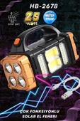 HB-2678 25W Solar Şarjlı El Feneri ve Kamp Lambası | Çift Renk Aydınlatma | IP44 Suya Dayanıklı thumbnail 2