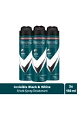 Rexona Men Erkek Sprey Deodorant Invisible Black & White 72 Saat Kesintisiz Üstün Koruma 150 ml X3 thumbnail 1