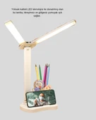 Kısılabilir LED Masa Lambası – Kalemlik ve Telefon Standlı, Göz Yormayan Işık thumbnail 4