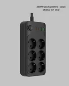 Termal Akım Korumalı 6’lı Uzatma Priz USB Type-C Hızlı Şarj 2500W thumbnail 5