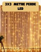 3x3 Metre Perde LED Işık Sıcak  Şelale Tasarım Dekoratif Aydınlatma thumbnail 1