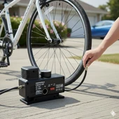 BUFFER® 250 PSI Güçlü Taşınabilir Hava Kompresörü–Araba, Motosiklet, Bisiklet ve Top Şişirme İçin Elektrikli Fişli Çakmaklıklı Lastik Şişirme Pompası thumbnail 4