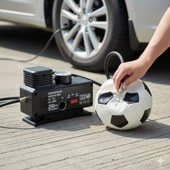 BUFFER® 250 PSI Güçlü Taşınabilir Hava Kompresörü–Araba, Motosiklet, Bisiklet ve Top Şişirme İçin Elektrikli Fişli Çakmaklıklı Lastik Şişirme Pompası thumbnail 1