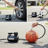 BUFFER® 300 PSI Güçlü Taşınabilir Hava Kompresörü–Araba, Motosiklet, Bisiklet ve Top Şişirme İçin Elektrikli Fişli Çakmaklıklı Lastik Şişirme Pompası thumbnail 5