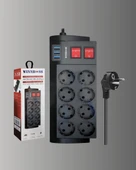Akım Korumalı 8’li Priz 3 USB’li Uzatma Kablosu Isıya Dayanıklı 2 Metre thumbnail 5