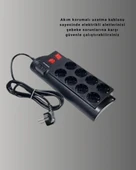 Isıya Dayanıklı Termal Akım Korumalı 8'li Priz ve 3 USB Girişli Uzatma Kablosu thumbnail 2