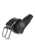Hakiki Deri Erkek Kemer 4,5 cm Dikiş Desenli Siyah thumbnail 1