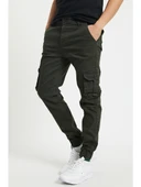 Serseri Jeans Haki Renk Erkek Yandan Cepli Jogger Paçası Lastikli Pantolon thumbnail 2