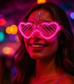 Pembe LED Işıklı Kalp Gözlük – 3 Modlu Parti & Glow Gözlüğü thumbnail 2