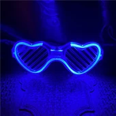 Mavi LED Işıklı Kalp Gözlük – 3 Modlu Parti & Glow Gözlüğü thumbnail 3