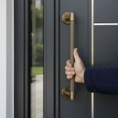 Punch 30 cm Antik Sarı Sürgülü Kapı Çekme Kolu Tutma Kulpu Kulbu Çelik Dış Kapı Tutamağı Kol thumbnail 3