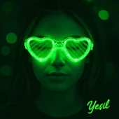 Yeşil LED Işıklı Kalp Gözlük – 3 Modlu Parti & Glow Gözlüğü thumbnail 1