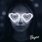 Beyaz LED Işıklı Kalp Gözlük – 3 Modlu Parti & Glow Gözlüğü thumbnail 1