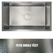 GL General 40x60 Antrasit Petek Dokulu Çelik Mutfak Eviyesi 304 Paslanmaz Çelik 1mm thumbnail 1