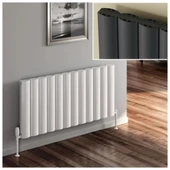 Lojimax Alüminyum Çift Panel Yatay Radyatör Otis Double 600x828mm 8 Dilim Dokulu Beyaz | 1282 W Yüksek Isıl Güç | 5 Yıl Üretici Garantisi thumbnail 1