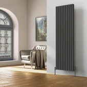 Lojimax Alüminyum Çift Panel Dikey Radyatör Bella Double 1800x286mm 5 Dilim Dokulu Antrasit Gri | 1620 W Yüksek Isıl Güç | 5 Yıl Üretici Garantisi thumbnail 7